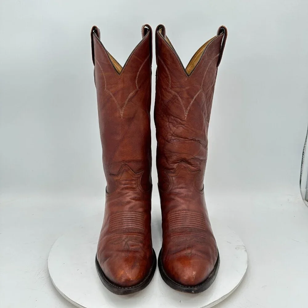 Tony Lama 5084 Men Size 8D Brown Marble Leather Pull On Western Cowboy Boot